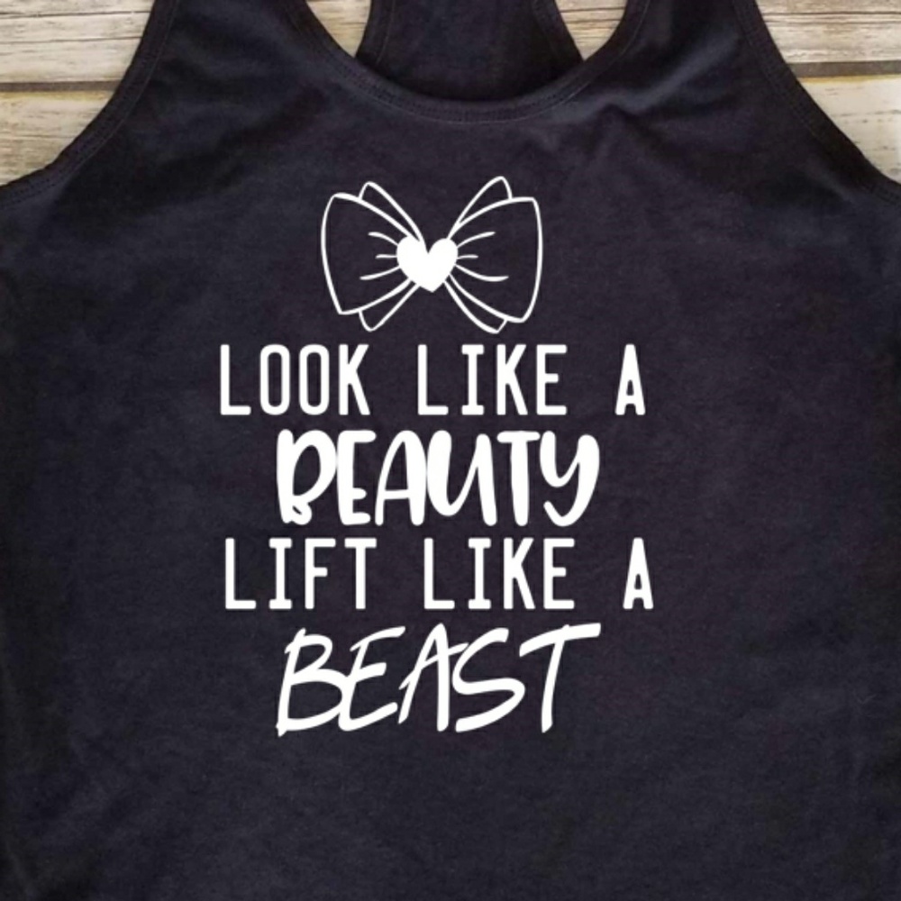 Lokk Like a Beauty Lift Like a Beast ladies tank